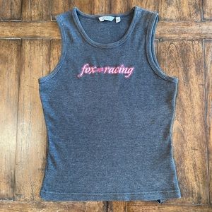 Fox racing tank top pink and grey baby tee y2k early 2000s size large